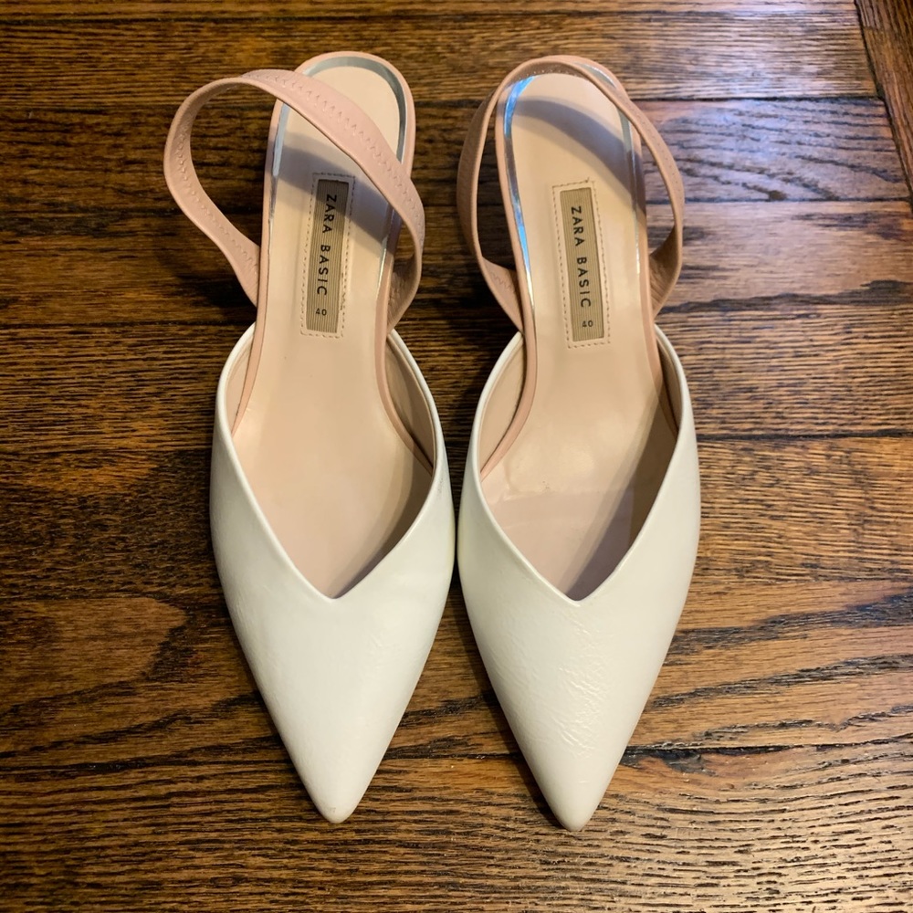 Zara kitten heel slingback heel sandals
